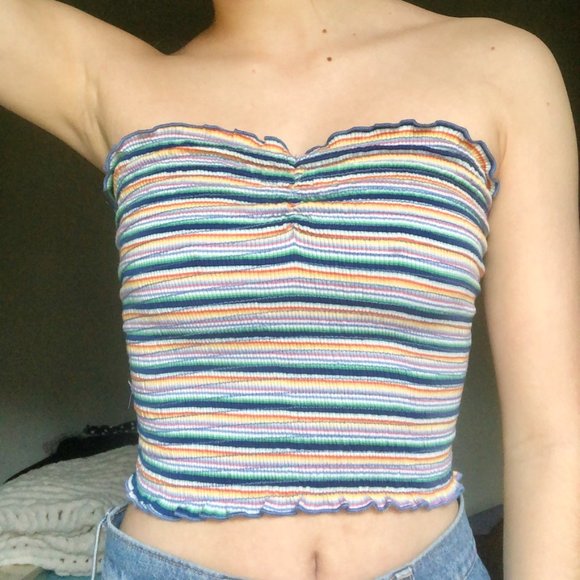 Urban Outfitters Rainbow Cropped Tube Top - Picture 4 of 5